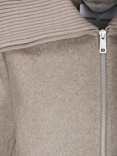 Samsoe & Samsoe Cropped Wool Jacket In Oat Ash