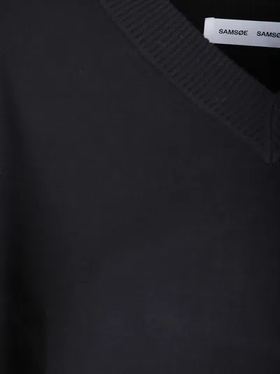 Samsoe & Samsoe V-neck Knit Top In Black