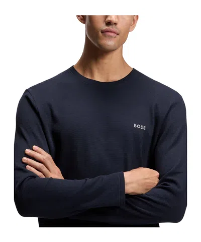 Hugo Boss Solid Color Sweatshirt In Blue