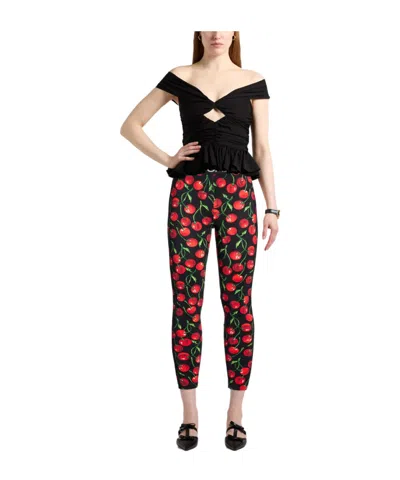 Dolce & Gabbana Multi-colored Stretch Pants In Black