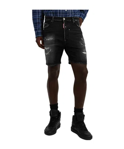 Dsquared2 Denim Shorts In Black
