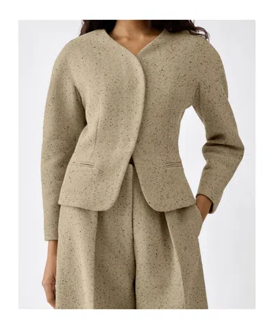 Jacquemus Oval Mini Blazer Jacket With Button Front In Brown