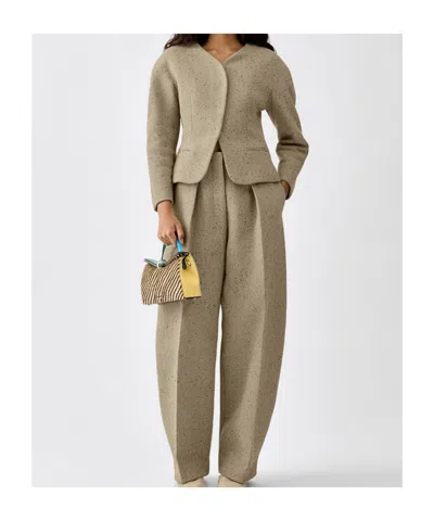 Jacquemus Oval Mini Blazer Jacket With Button Front In Brown