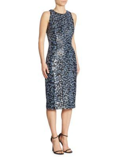 Shop Carmen Marc Valvo Sleeveless Sequin Dress In Midnight