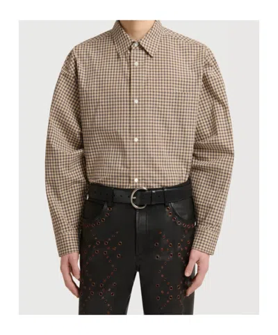 Marni Beige Micro-check Shirt In Multi