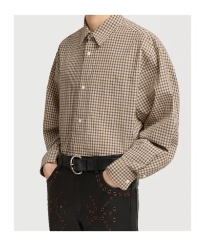 Marni Beige Micro-check Shirt In Multi