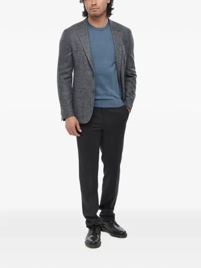 Corneliani Checked Blazer In Gray