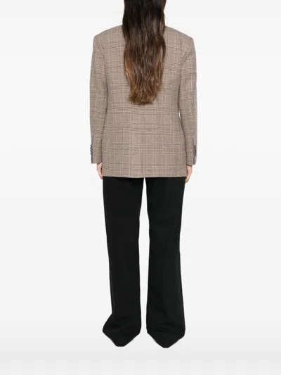 Tagliatore Check-pattern Double-breasted Jacket In Brown