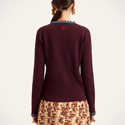 La Doublej Picket Crew Neck In Solid Burgundy