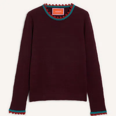 La Doublej Picket Crew Neck In Solid Burgundy