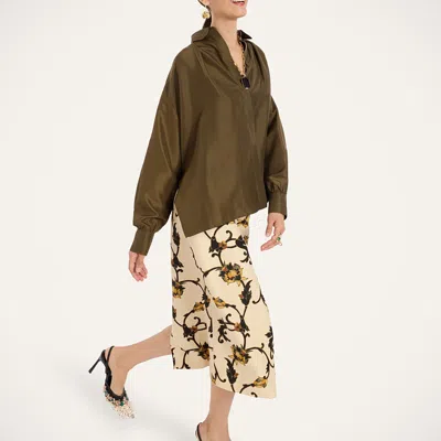 La Doublej La Scala Shirt In Solid Moss Green