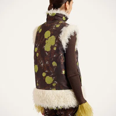 La Doublej Sleeveless Folk Jacket In Devon Brown