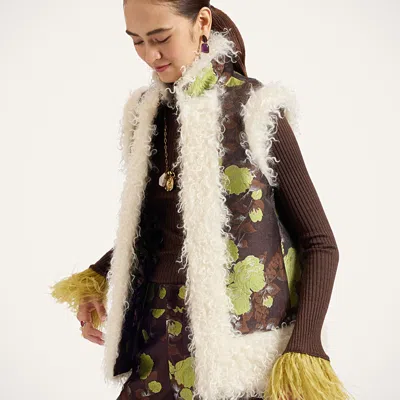 La Doublej Sleeveless Folk Jacket In Devon Brown