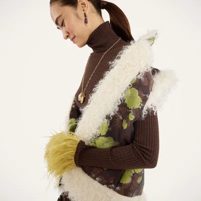 La Doublej Sleeveless Folk Jacket In Devon Brown