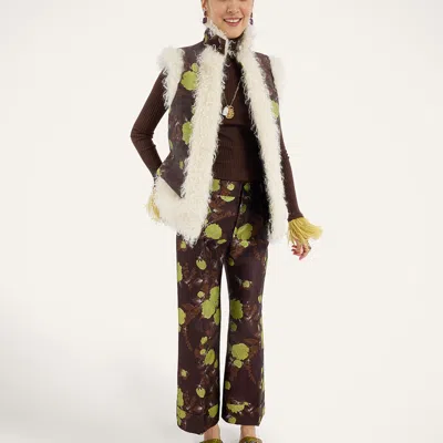 La Doublej Sleeveless Folk Jacket In Devon Brown