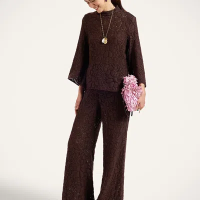 La Doublej Lacey Make An Exit Top In Brown