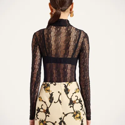 La Doublej Lacey Turtleneck In Solid Black
