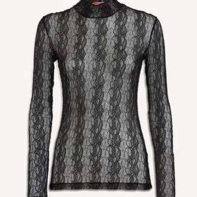 La Doublej Lacey Turtleneck In Solid Black