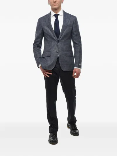 Corneliani Check-pattern Blazer In Blue