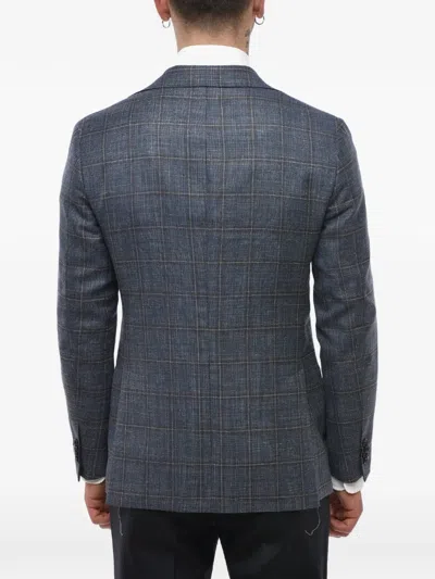 Corneliani Check-pattern Blazer In Blue
