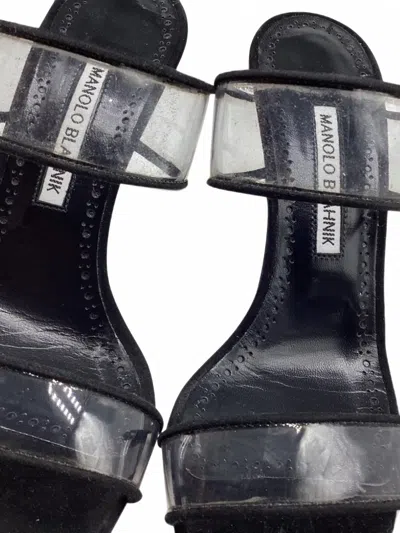 Pre-owned Manolo Blahnik Pvc Strap Mules In Black
