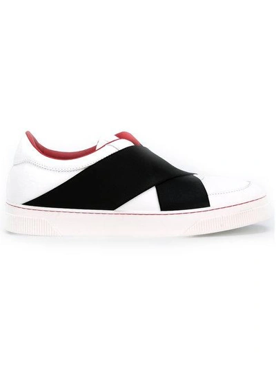 Proenza Schouler Crossover-strap Leather Low-top Trainers In White Black