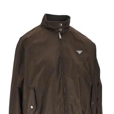 Prada Padded Re-nylon Oversized Bomber Jacket In Brown