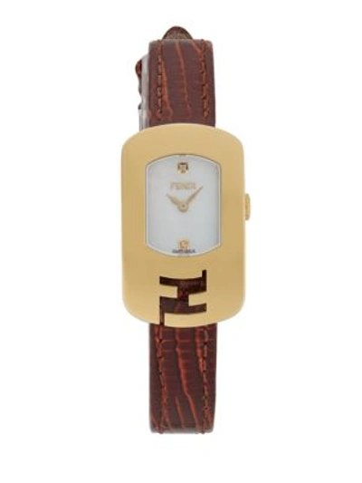 Fendi Elite Diamond Studded Leather Strap Watch In Na