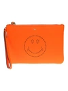ANYA HINDMARCH Neon Orange Clutch With Smile,941273