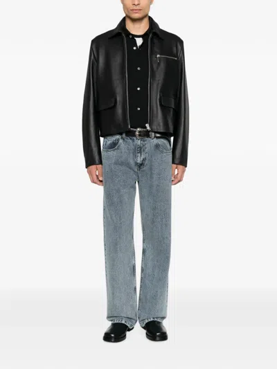 Second / Layer Barras Leather Jacket In Black