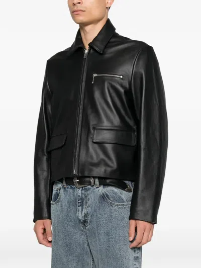 Second / Layer Barras Leather Jacket In Black