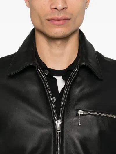 Second / Layer Barras Leather Jacket In Black