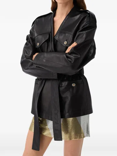 Versace Leather Blouson In 블랙