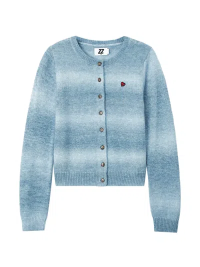 GRADIENT-EFFECT HEART-PATCH CARDIGAN