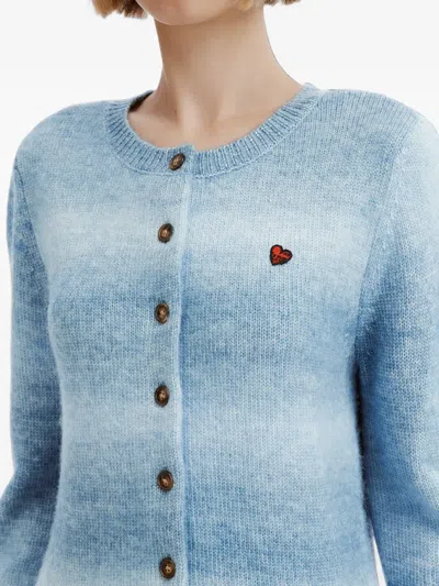 GRADIENT-EFFECT HEART-PATCH CARDIGAN