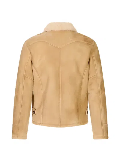 Stewart Shearling-collar Leather Jacket In 브라운