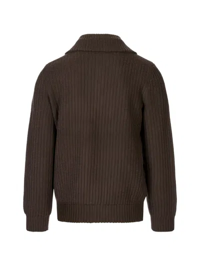 Montecore Zip-up Cardigan In 브라운