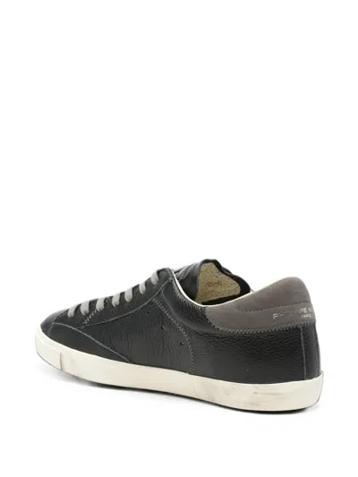 Philippe Model Prsx Logo-patch Leather Sneakers In Gray