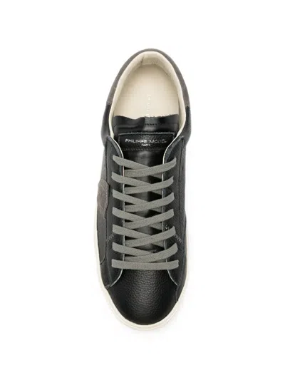 Philippe Model Prsx Logo-patch Leather Sneakers In Gray