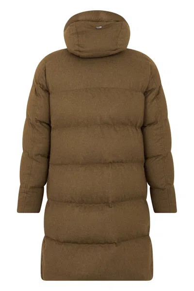 Herno Drawstring Hooded Coat In Brown