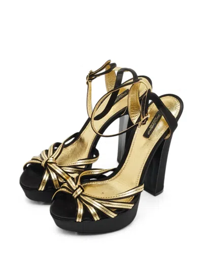 Pre-owned Dolce & Gabbana Bianca Platform Sandals In Black