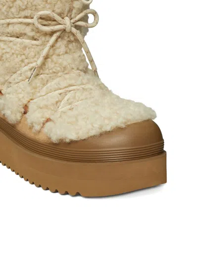 Tory Burch Shearling Platform Boot In Brown