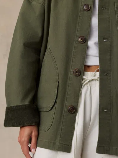 Faherty Sunwashed Canvas Barn Jacket In Green