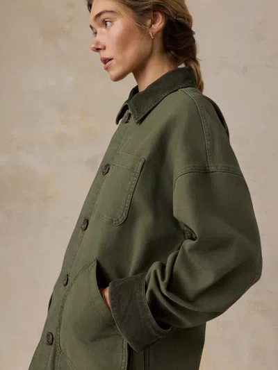Faherty Sunwashed Canvas Barn Jacket In Green