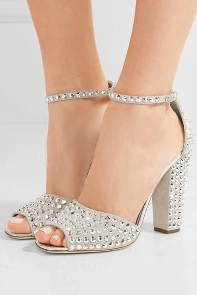 Shop Giuseppe Zanotti Crystal-embellished Suede Sandals
