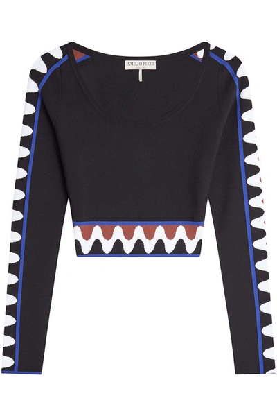 Emilio Pucci Printed Knit Crop Top In Multicolored