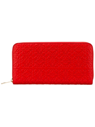 Loewe Embossed Zip-around Wallet In Red
