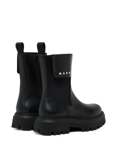 Marni Logo-print Ankle Boots In Black