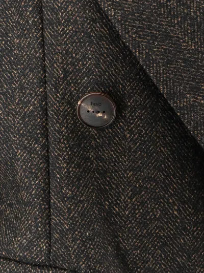 Hevo Double-breasted Herringbone Coat In 브라운