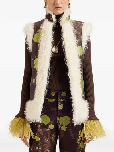 La Doublej Sleeveless Folk Jacket In 브라운